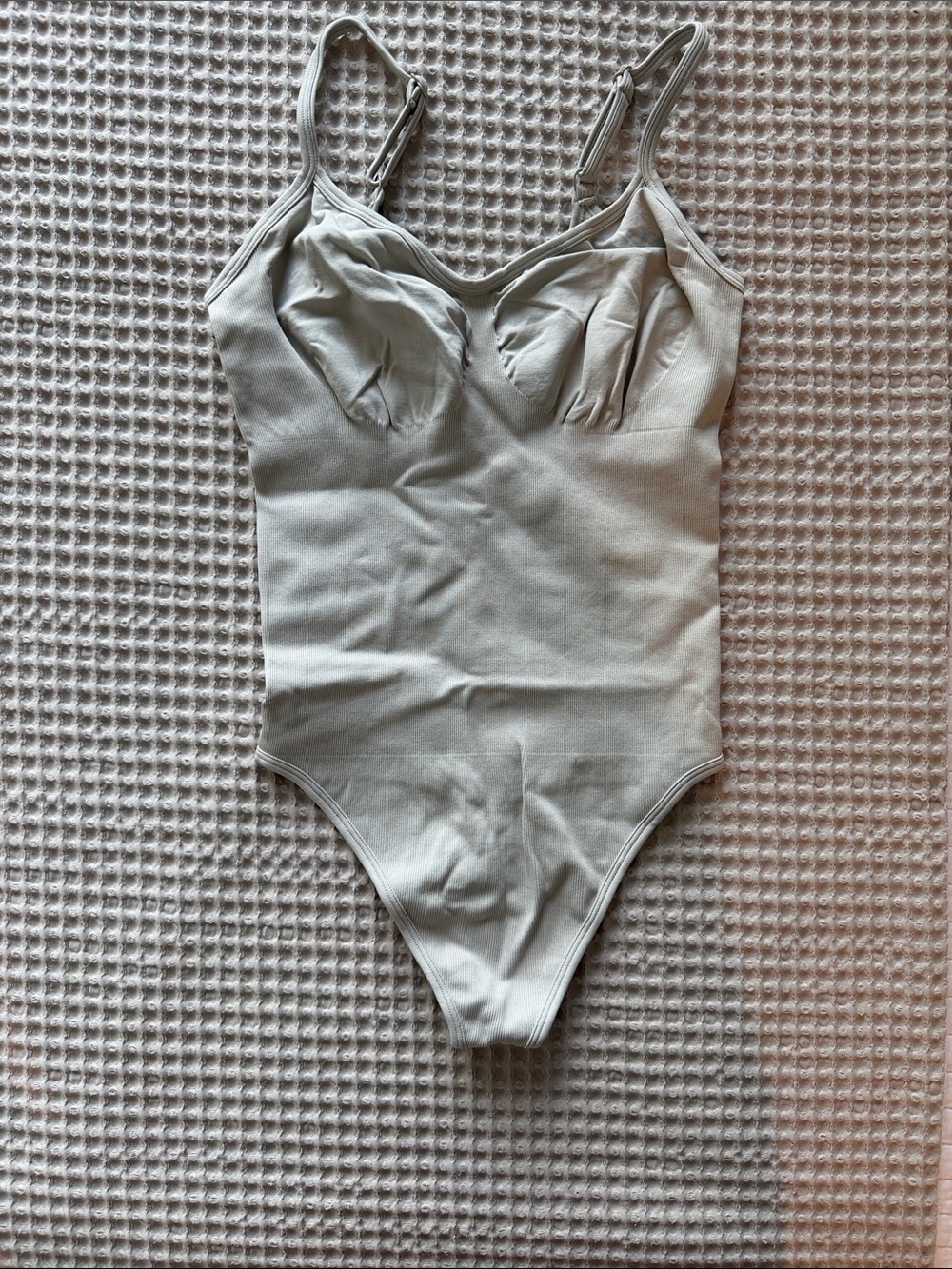 Girls' Cream One-Piece Swimsuit with Adjustable Straps